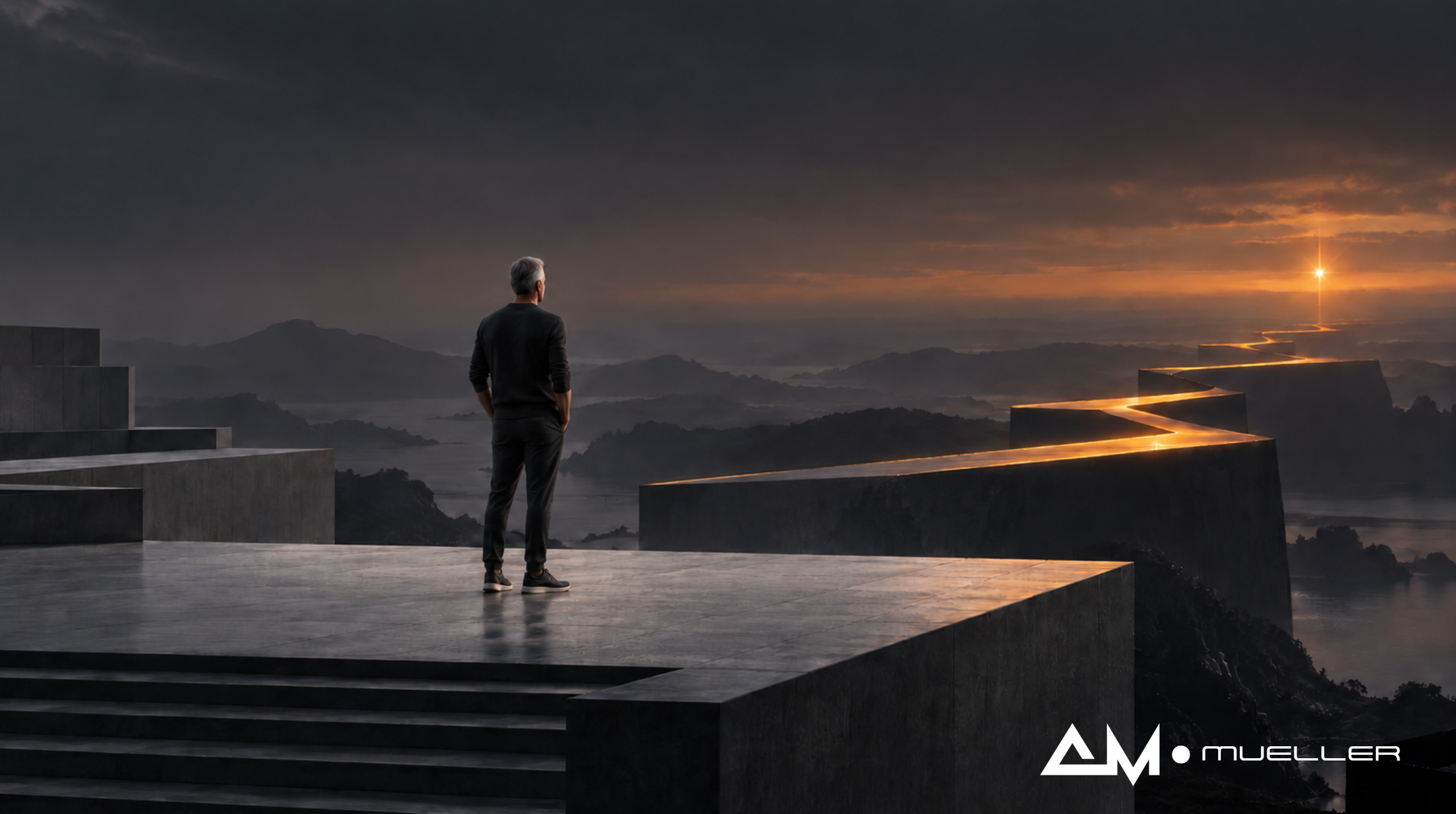 Why Success Becomes Normal So Quickly A man looking across an illuminated path towards a guiding star on the horizon